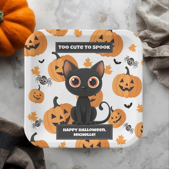 Halloween Party Plate – Cute Black Cat Personalize (Creator Uploaded)