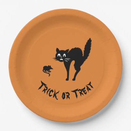 Halloween Party Plate Scaredy Black Kitty Cat