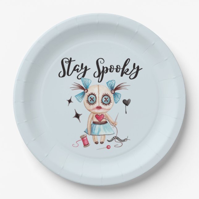 Halloween Party Plates Spooky Voodoo Doll Decor (Front)