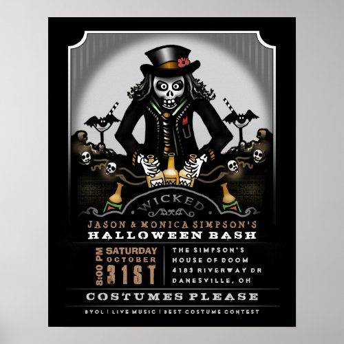 Halloween Party Poster 16 x 20 Ghoulish Bash