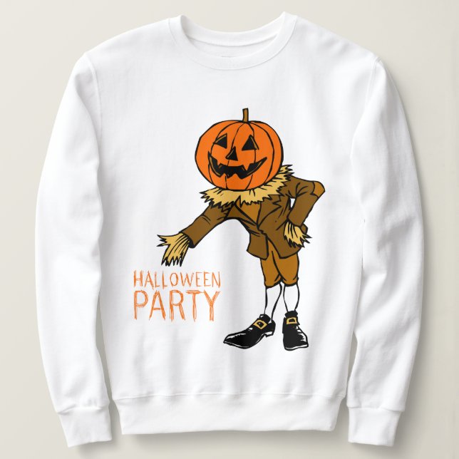Halloween Party Pumpkin Guy Clip Art, Halloween Sweatshirt (Design Front)