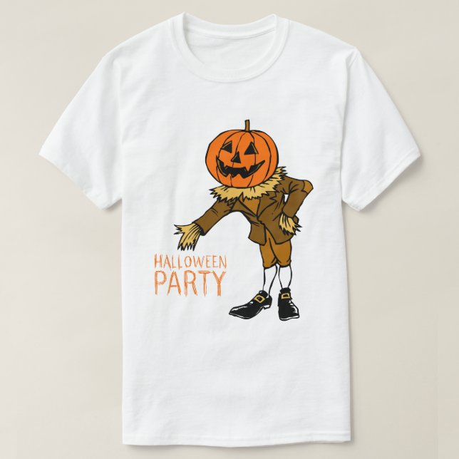 Halloween Party Pumpkin Guy Clip Art, Halloween T-Shirt (Design Front)