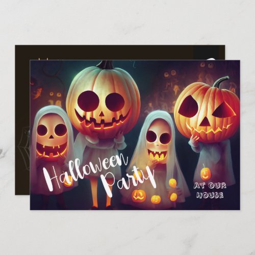 Halloween Party Pumpkin Heads Ghost  Invitation