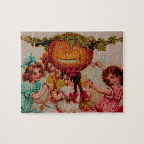 Halloween  Party Pumpkin Vintage Art Jigsaw Puzzle