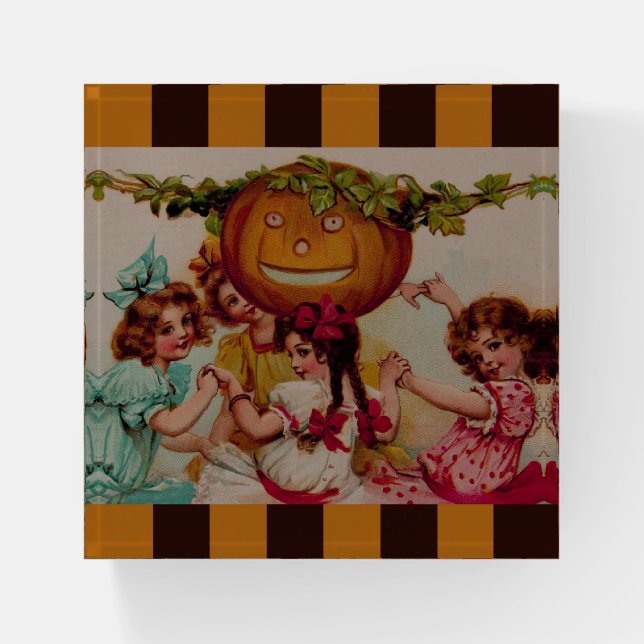 Halloween Party Pumpkin vintage Paperweight (Front)