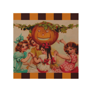 Halloween Party Pumpkin vintage Wood Wall Art