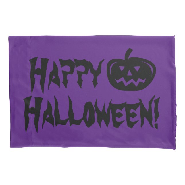 Halloween party purple pumpkin carving pillow case (Front)