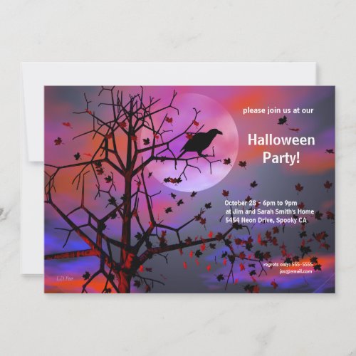 Halloween Party Raven Night Invitation