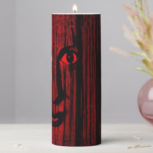 Halloween Party Red Black Gothic Evil Horror Scary Pillar Candle