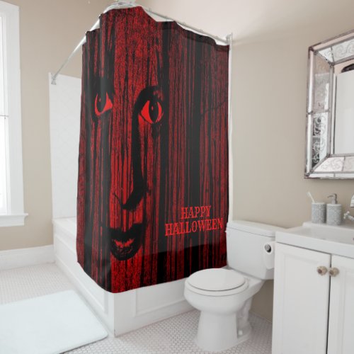 Halloween Party Red Black Gothic Evil Horror Scary Shower Curtain