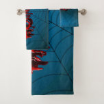 Halloween Party Red Horror Spider Web Blue Scary Bath Towel Set