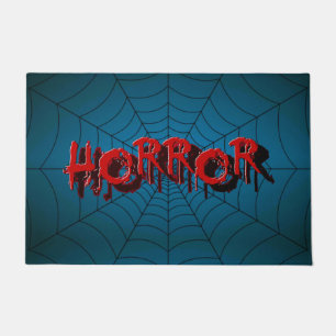 Halloween Party Red Horror Spider Web Blue Scary Doormat