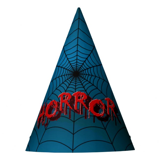 Halloween Party Red Horror Spider Web Blue Scary Hat (Front)