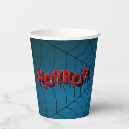 Halloween Party Red Horror Spider Web Blue Scary Paper Cups