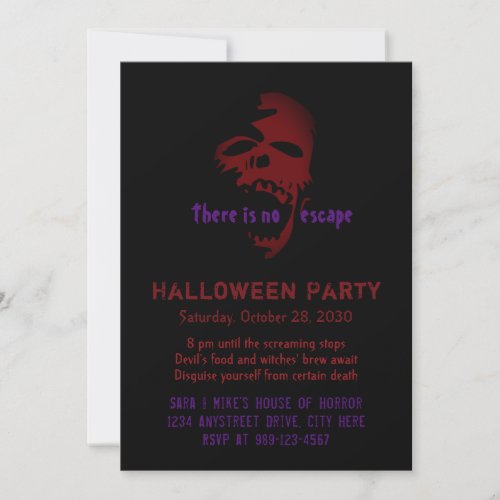 Halloween Party Red Skull Head Creepy Invitation