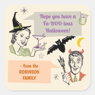 Halloween Party Retro Humor Faboolous Custom Name Square Sticker