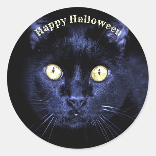 Halloween Party Scary Black Cat Horror Night Classic Round Sticker
