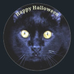 Halloween Party Scary Black Cat Horror Night Classic Round Sticker<br><div class="desc">Halloween Party Scary Black Cat Horror Night Classic Round Sticker. Unique,  beautiful,  stylish design. Easy to be personalized. Font style,  size and colors can be changed. Matching items are available.</div>