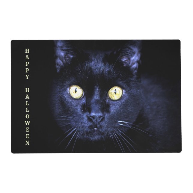 Halloween Party Scary Black Cat Horror Night Paper Placemat (Front)