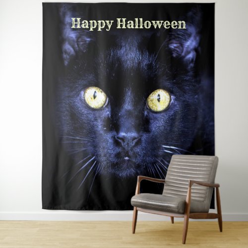 Halloween Party Scary Black Cat Horror Night Tapestry