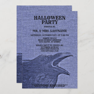 Halloween Party Scary Craw Blue Purple Spooky Invitation