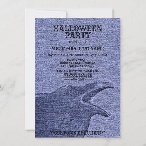 Halloween Party Scary Craw Blue Purple Spooky Invitation