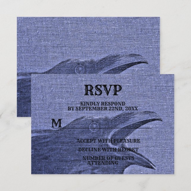 Halloween Party Scary Craw Purple Blue Spooky RSVP Card (Front/Back)