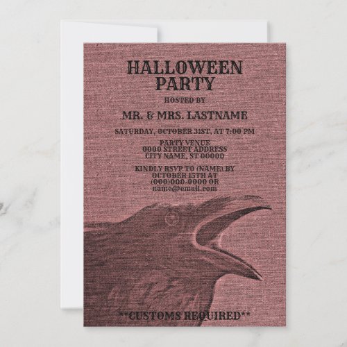 Halloween Party Scary Craw Raspberry Red Spooky Invitation
