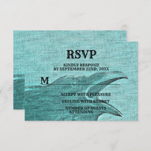 Halloween Party Scary Craw Teal Spooky RSVP Card