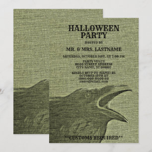 Halloween Party Scary Craw Yellow Green Spooky Invitation