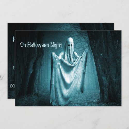 Halloween Party Scary Ghost Dark Blue Night Black Invitation