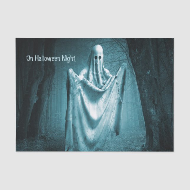 Halloween Party Scary Ghost Dark Blue Night Black Tissue Paper (Front)