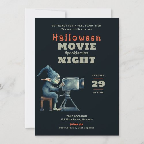 Halloween Party Scary Movie Night Ghoul Gremlin Invitation
