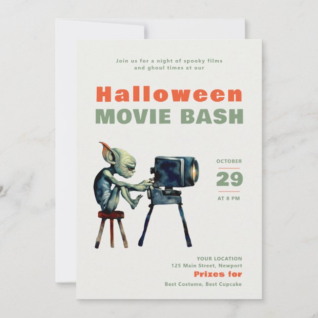 Halloween Party Scary Movie Night Imp Gremlin Fun Invitation (Front)