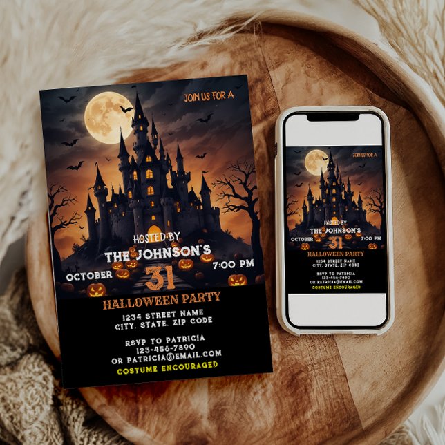 Halloween Party Scary Pumpkin Costume Kids Adults  Invitation (Creator Uploaded)