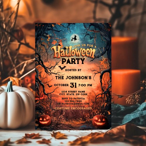 Halloween Party Scary Pumpkin Costume Kids Adults Invitation