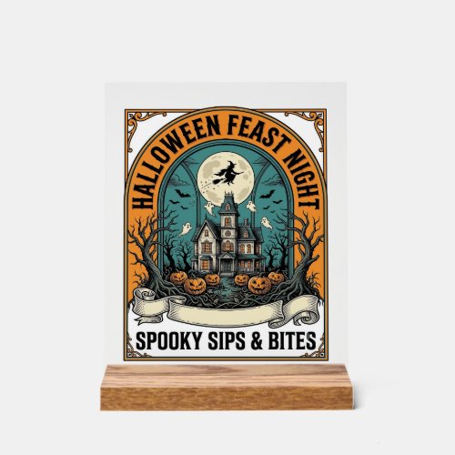 Halloween Party Shirt Spooky Feast Haunted House_1 Acrylic Sign
