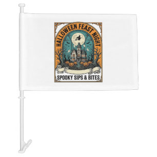 Halloween Party Shirt Spooky Feast Haunted House_1 Car Flag
