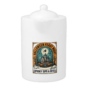 Halloween Party Shirt Spooky Feast Haunted House_1 Teapot