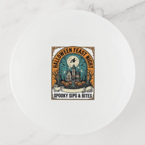 Halloween Party Shirt Spooky Feast Haunted House_1 Trinket Tray