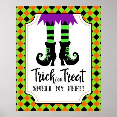 halloween party sign trick or treat feet
