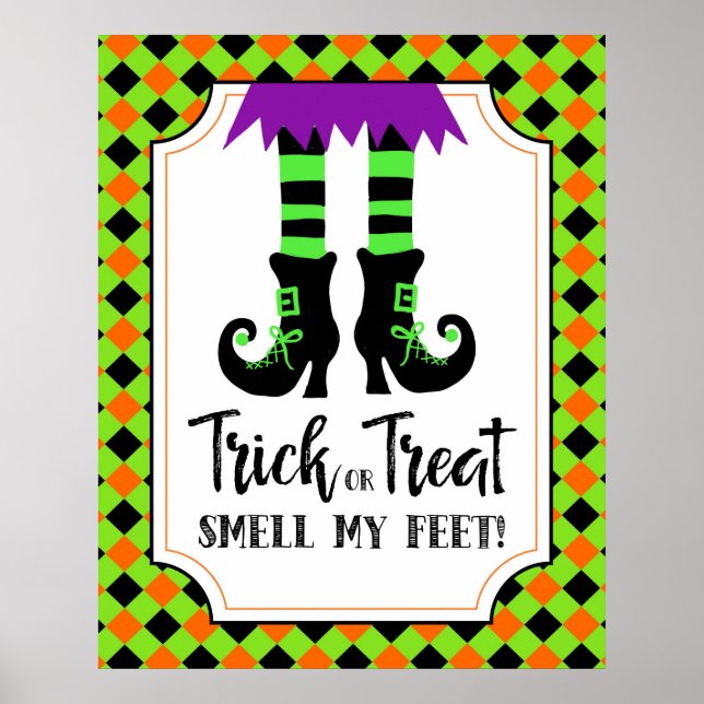 halloween party sign trick or treat feet (Front)