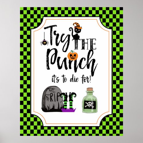 halloween party sign try the punch bar sign