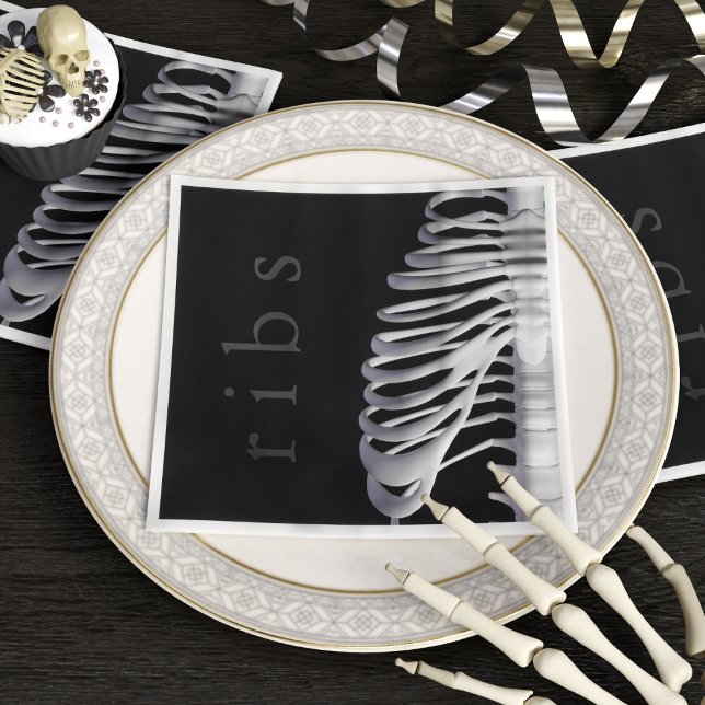 Halloween Party Skeleton Bones Rib Cage Spooky Paper Napkins (Creator Uploaded)