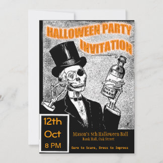 Halloween party skeleton invitation