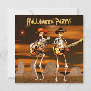 Halloween Party Skeleton Musicians Invitation