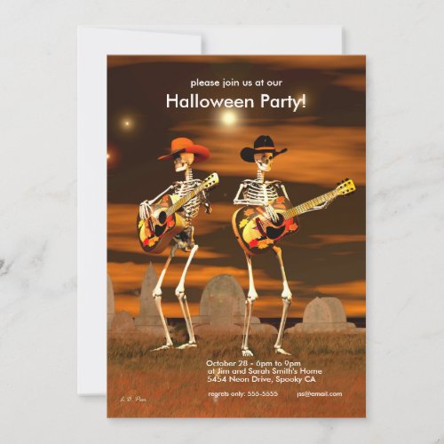 Halloween Party Skeleton Musicians Personalized Announcement
