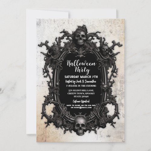 Halloween Party Skull Frame Gothic Birthday Invitation