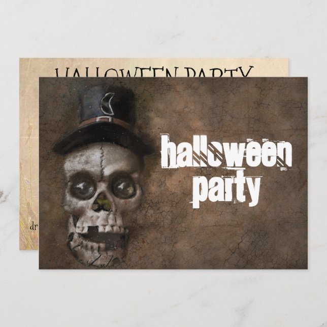 Halloween Party Skull Invitation Personalized (Front/Back)