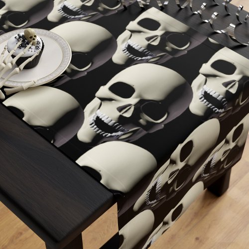 Halloween Party Skull Pattern Black Table Runner